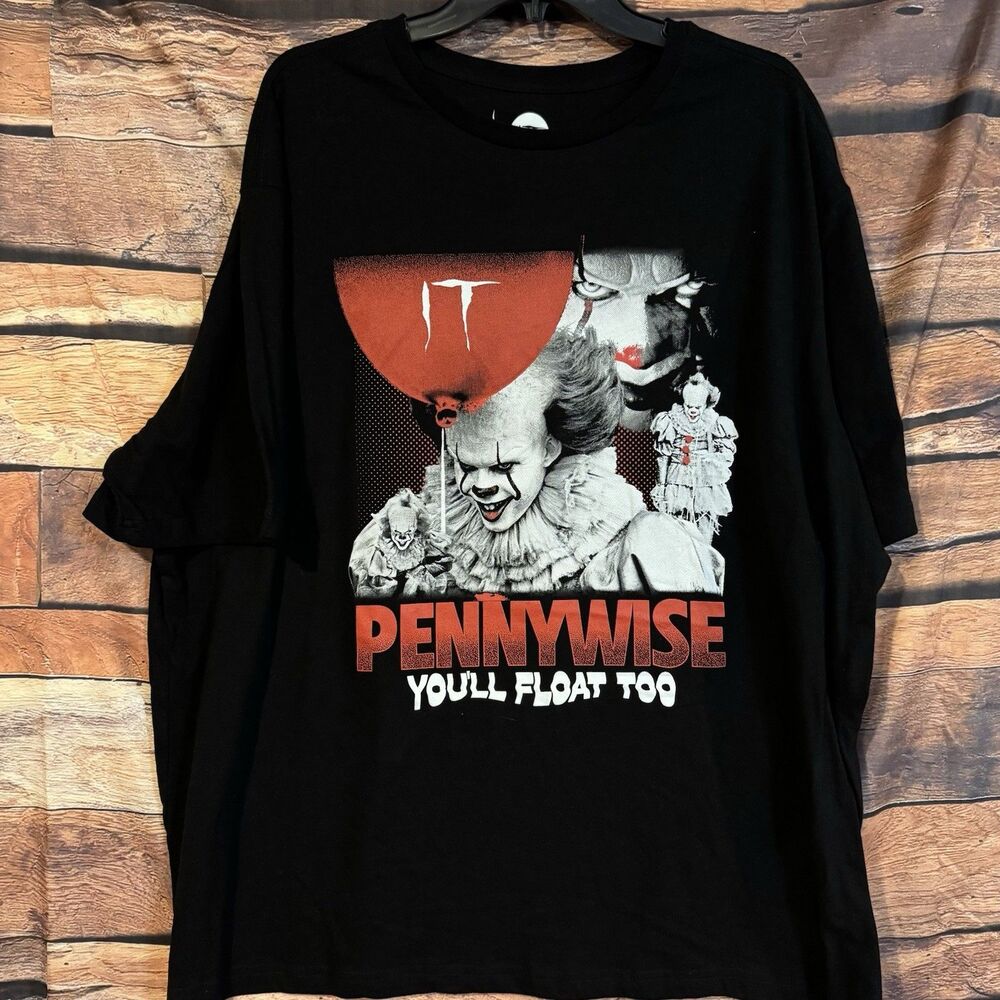 Pennywise IT Clown "You'll Float Too" Horror Movie Halloween Graphic T-Shirt 2XL